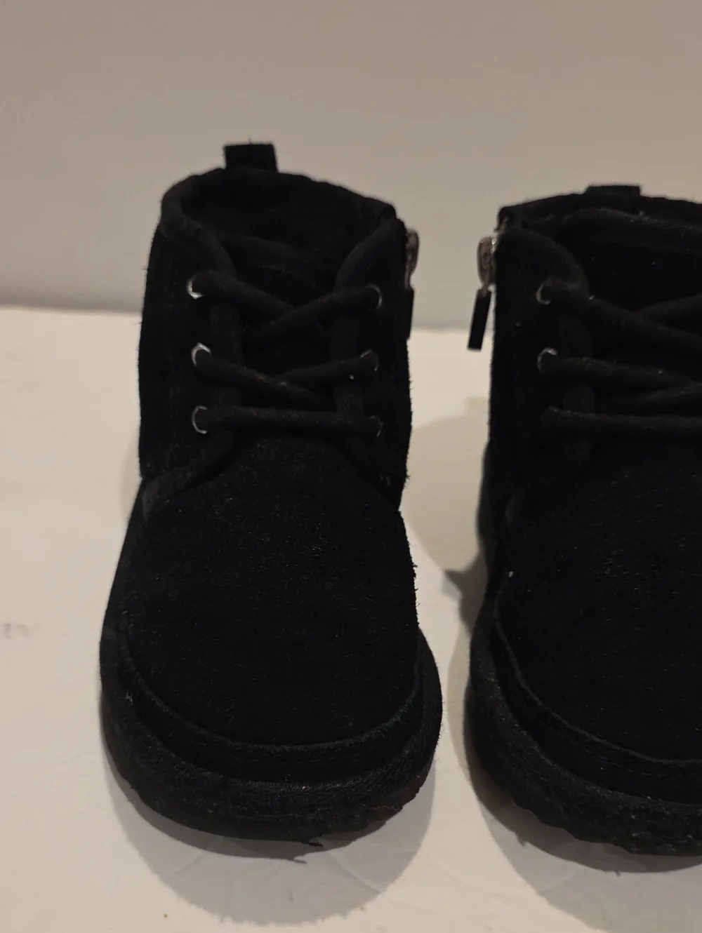 UGG Neumel Kids Black Suede Lace-Up Boots Size 9